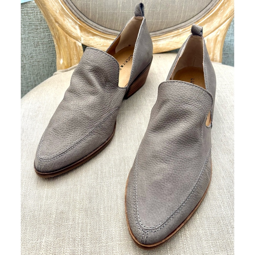 Lucky Brand Shoes Gray Leather Women's Loafers, Pointed Toe, Slide on-Size 8.5 - Picture 3 of 9